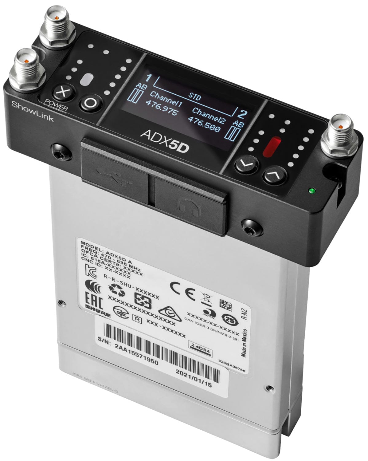 Shure Axient ADX5DUS Digital Dual-Channel Portable Wireless Receiver - B Band