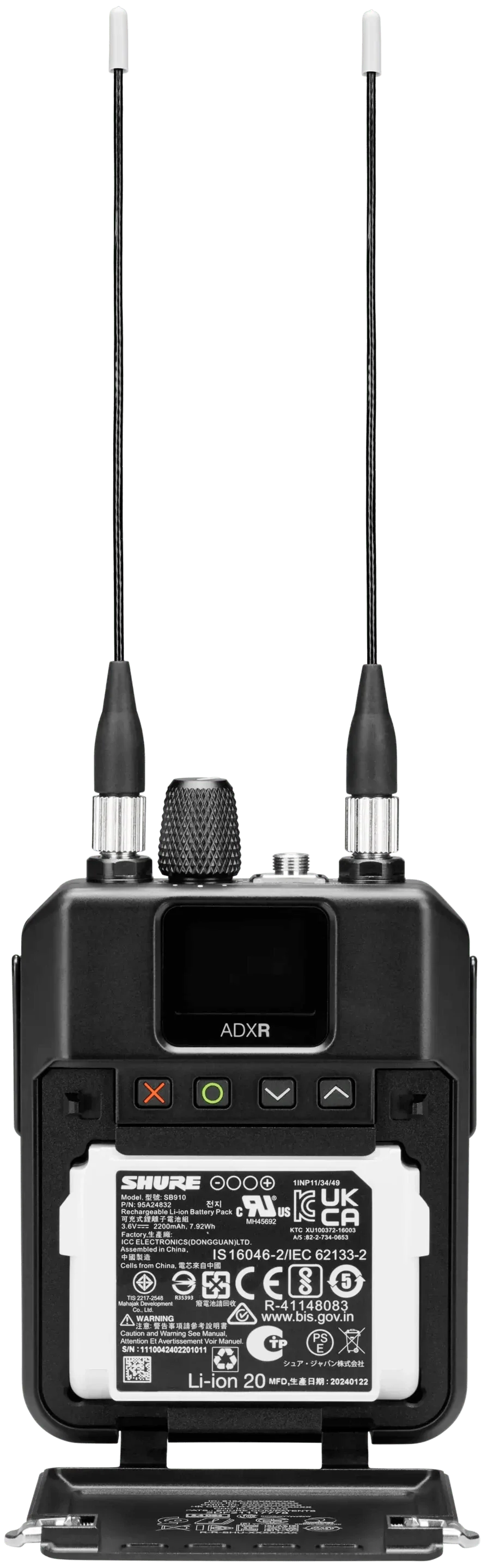 Shure ADXR Axient Digital PSM Wireless Bodypack Receiver - Frequency Band A (470-636 MHz)