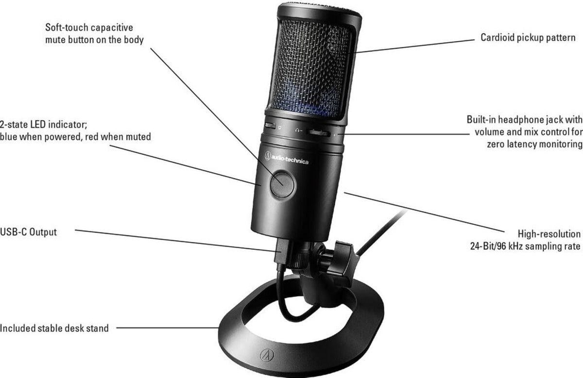 Audio-Technica AT2020USB-XX AT2020USB-X Cardioid Condenser USB Microphone with Desk Stand / Pop-Filter additional product photo 18