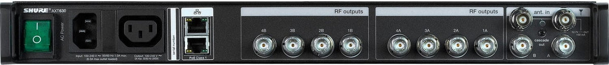 Shure AXT630US rear panel with BNC antenna outputs