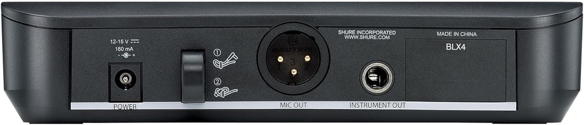 Shure BLX4 single-channel wireless receiver rear connector panel