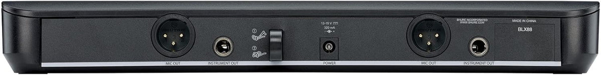 Shure BLX88 dual wireless receiver top view