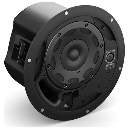 Bose DesignMax DM6C black in-ceiling loudspeaker, rear view of the woofer and tap selector