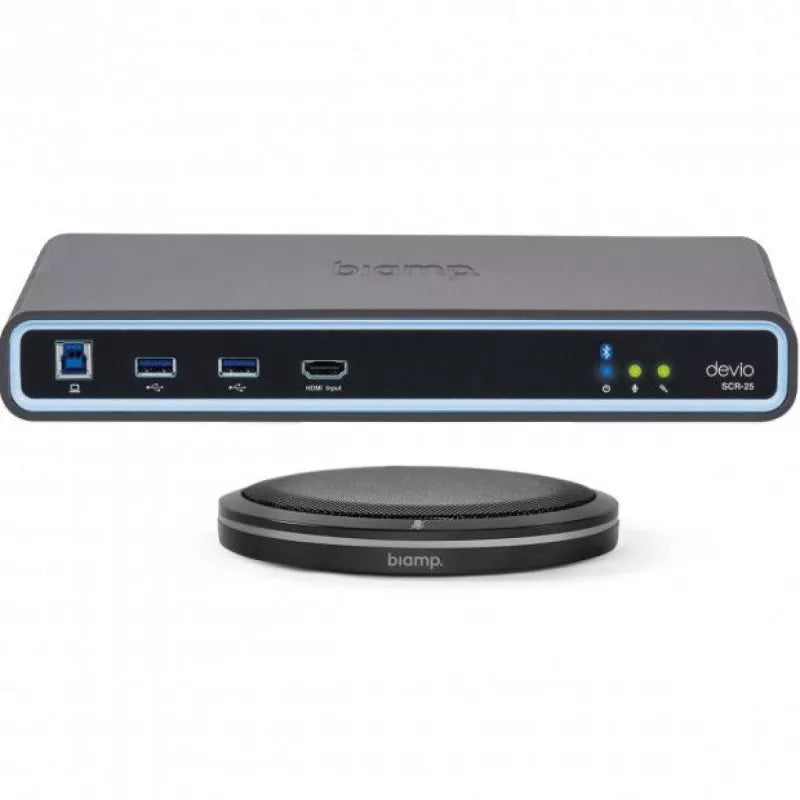 Biamp Devio SCR-25TX Black Conferencing Hub with Tabletop Microphone, Black