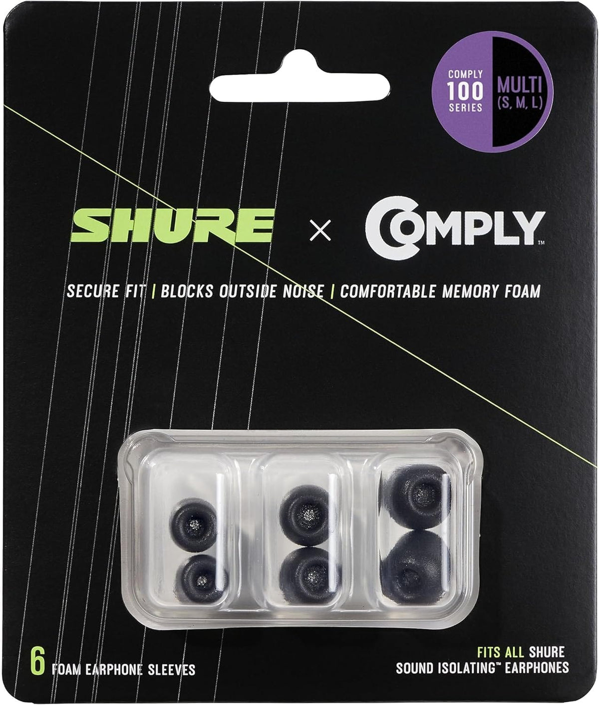 Shure EACYF1-6KIT Comply foam sleeves in small medium and large sizes