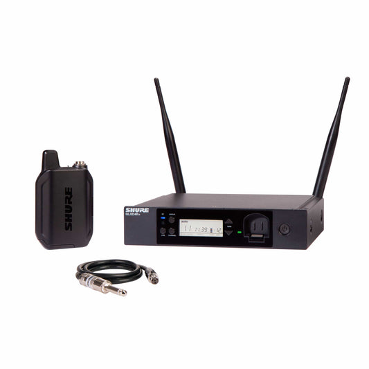 Shure GLXD14R+ rack-mount dual-band wireless guitar system with bodypack and WA302 cable