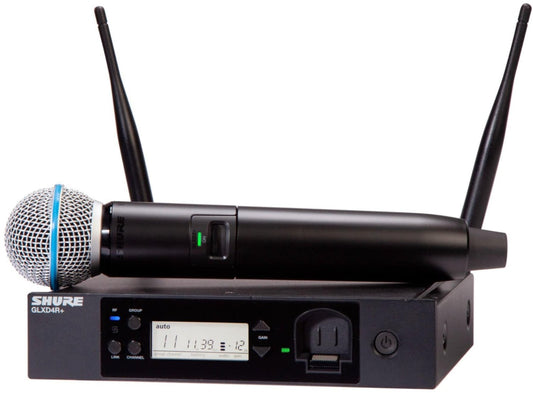 Shure GLXD24R+/B58 rack-mount dual-band wireless vocal system with Beta 58A handheld