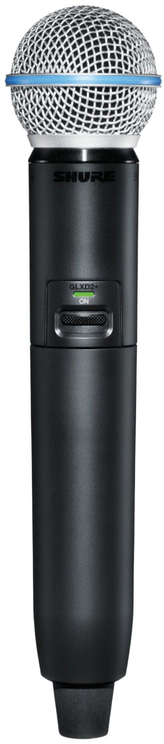 Shure GLXD2+/B58 dual band digital wireless handheld transmitter with Beta 58A capsule, main product view