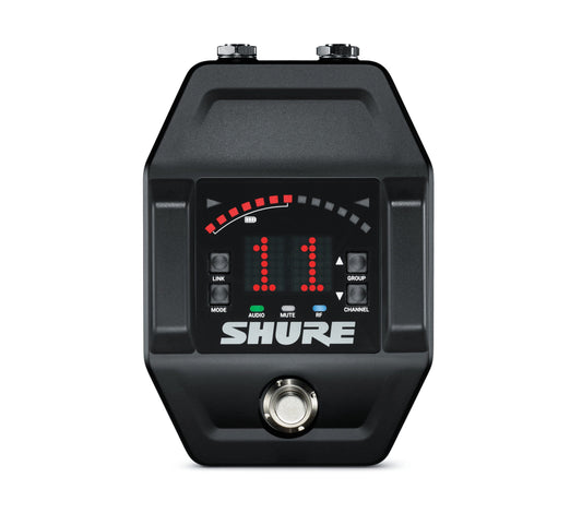 Shure GLXD6+ dual-band wireless guitar pedal receiver with built-in tuner