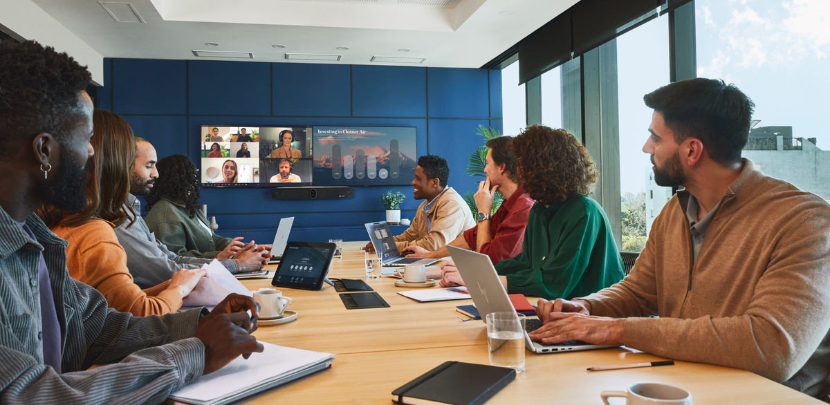 Poly Studio X72 video bar in large conference room