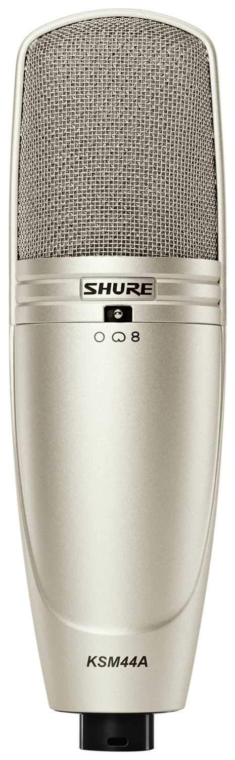 Shure KSM44A silver large diaphragm multi-pattern condenser microphone, main product view