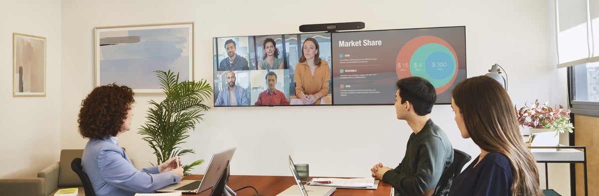 Poly Studio X32 in use during video call