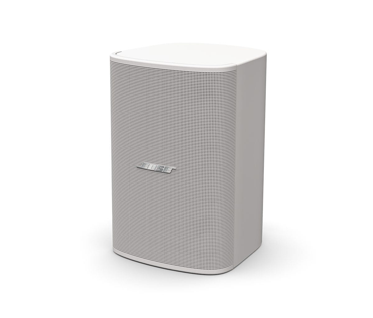 Bose DesignMax DM5SE white surface mount loudspeaker, vertical mounting view with white grille