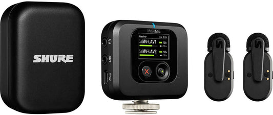 Shure MoveMic Two Receiver Kit MV-TWO-KIT-Z7 with lavaliers, receiver and charge case, main product view