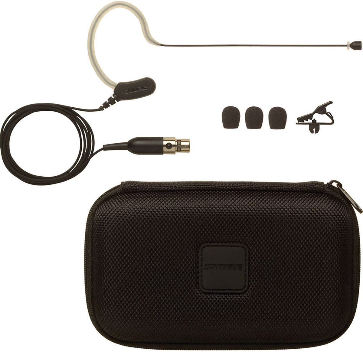 Shure MX153B-O-TQG earset microphone worn over the ear