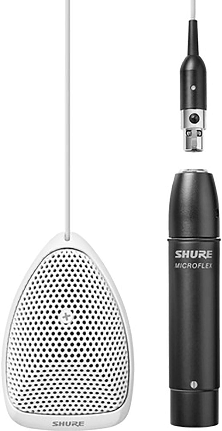 Shure MX391 white cardioid boundary microphone with low profile surface mount design