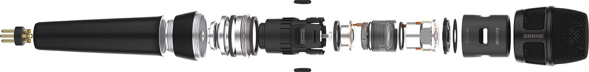 Shure Nexadyne 8/S exploded view of the Revonic dual-engine transducer and internal components