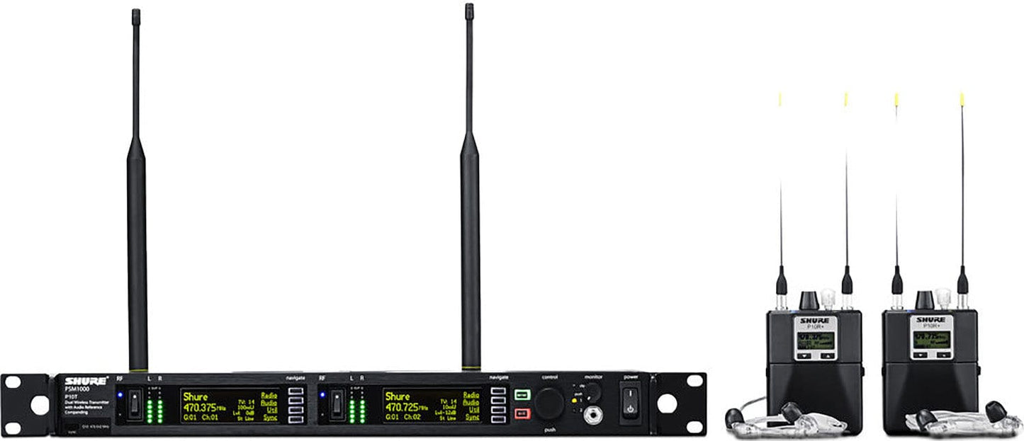 Shure P10TR+425CL-G10 PSM1000 Monitor System - Dual Transmitter/2x Bodypacks/2x Earphones - G10 Band