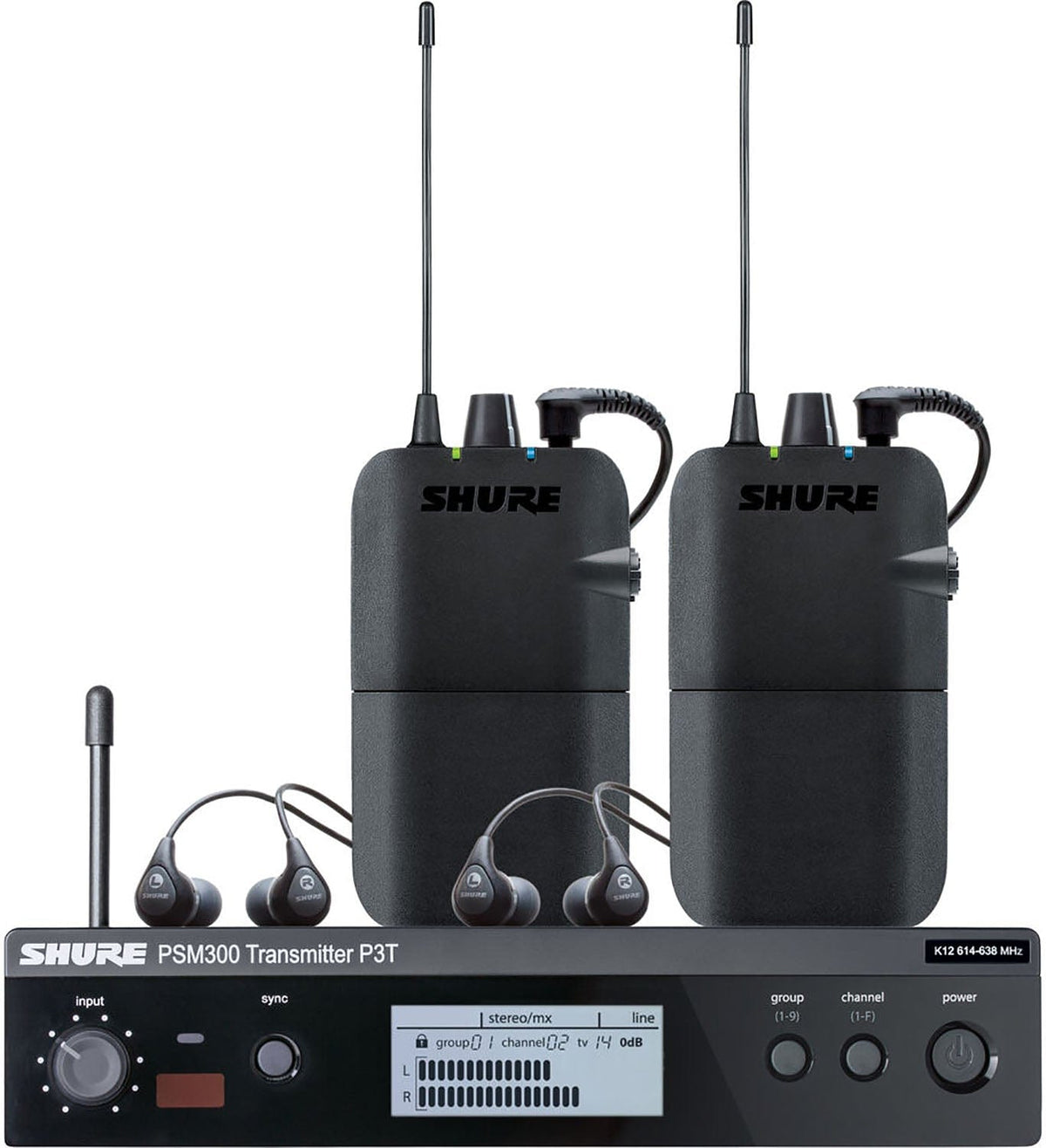 Shure P3TR112TW-J13 PSM300 Twin Pack monitor system with earphones, product view