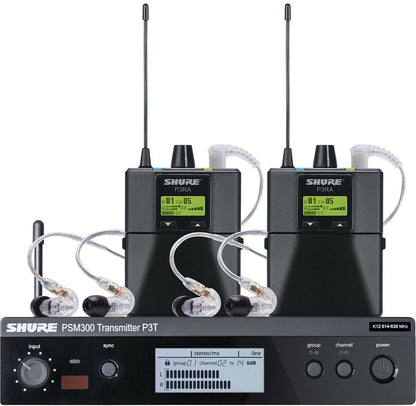 Shure P3TRA215TWP-H20 PSM300 Twinpack Pro Monitoring System with Earphones - H20 Frequency
