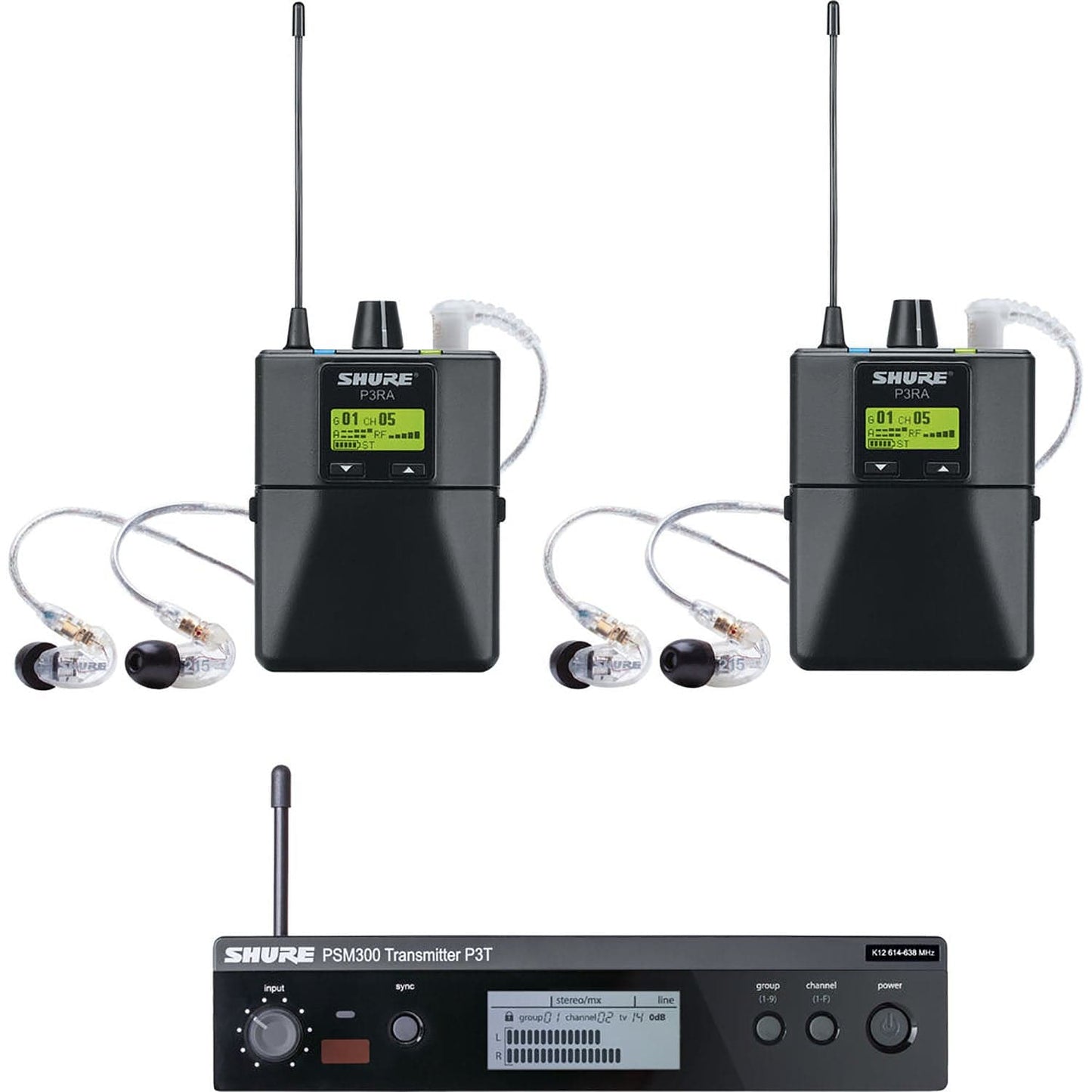 Shure P3TRA215TWP-H20 PSM300 Twinpack Pro Monitoring System with Earphones - H20 Frequency