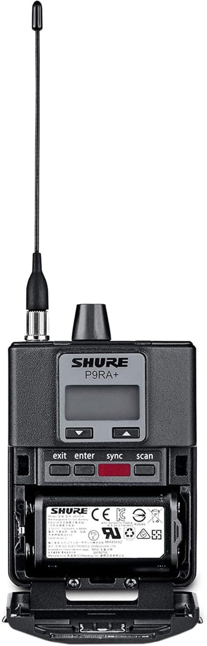 Shure P9RA+=-G6 Rechargeable Bodypack Receiver for Shure PSM900 Personal Monitor System - G6 Band