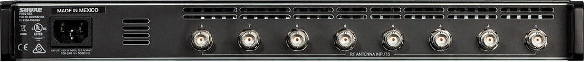 Shure PA821BX antenna combiner rear panel with BNC connectors