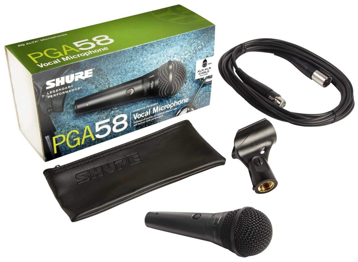 Shure PGA58 microphone with included XLR cable and clip