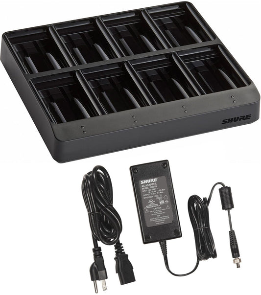 Shure SBC80-903 8-bay charging station front view with battery bays