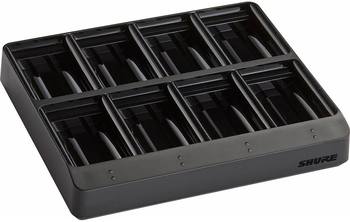 Shure SBC80-903 8-bay charging station loaded with SB903 batteries