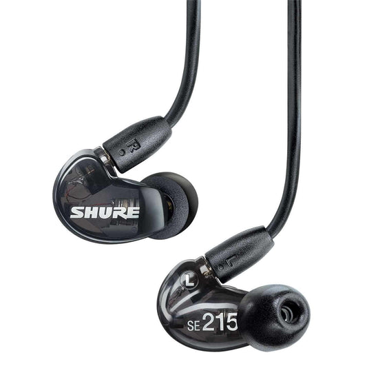 Shure SE215 black sound isolating earphones with detachable MMCX cable, main product view