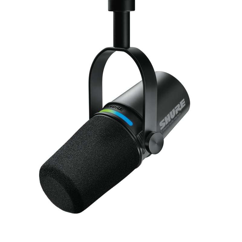 Shure MV7i angled view with LED touch panel