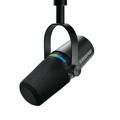 Shure MV7i angled view with LED touch panel