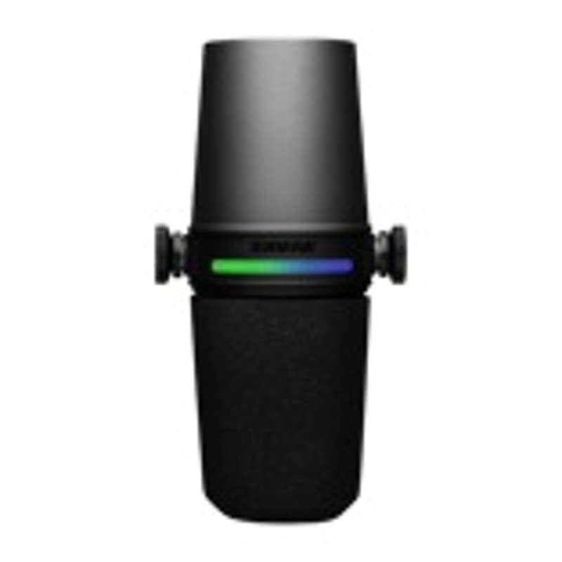 Shure MV7i front view showing the LED meter panel
