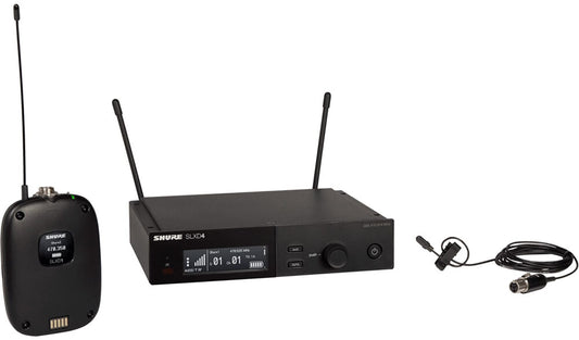 Shure SLXD14-DL4B-G58 wireless system with receiver, bodypack and DL4 lavalier microphone