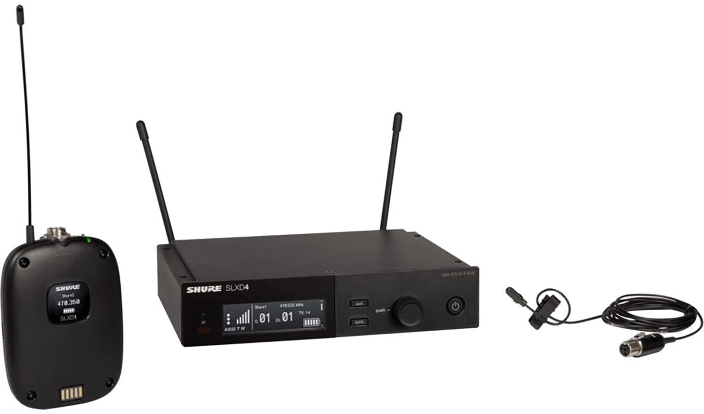 Shure SLXD14 Wireless System with SLXD1 Bodypack Transmitter and DL4 Lavalier Microphone - H55 Band
