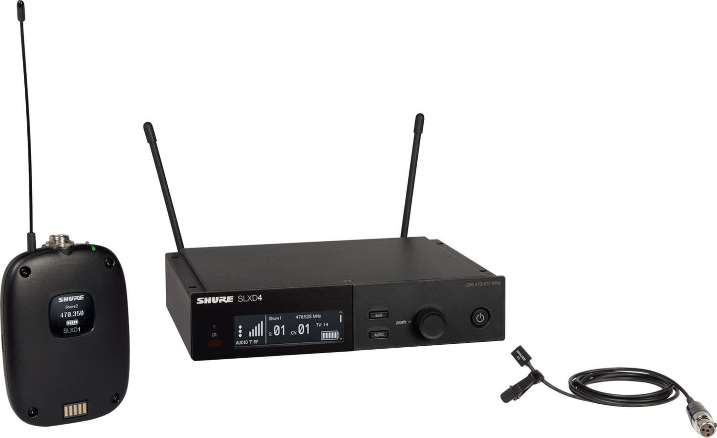 Shure SLXD14/93-G58 Combo System with WL93 Lavalier Microphone - G58