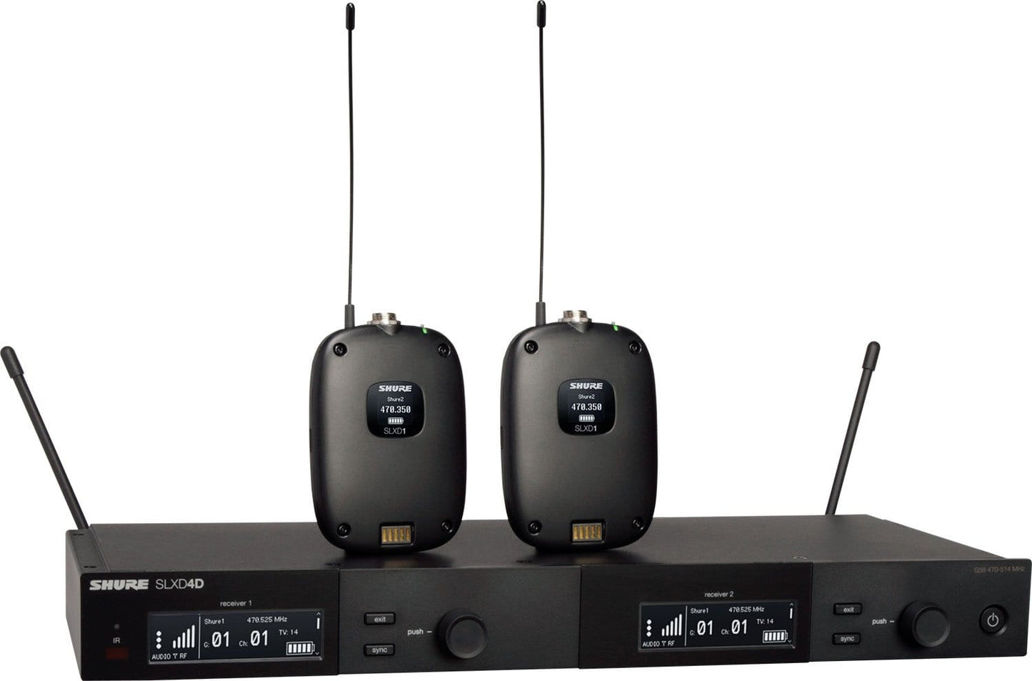 Shure SLXD14D-G58 Dual Combo System with 2x SLXD1 Beltpacks - G58 Band