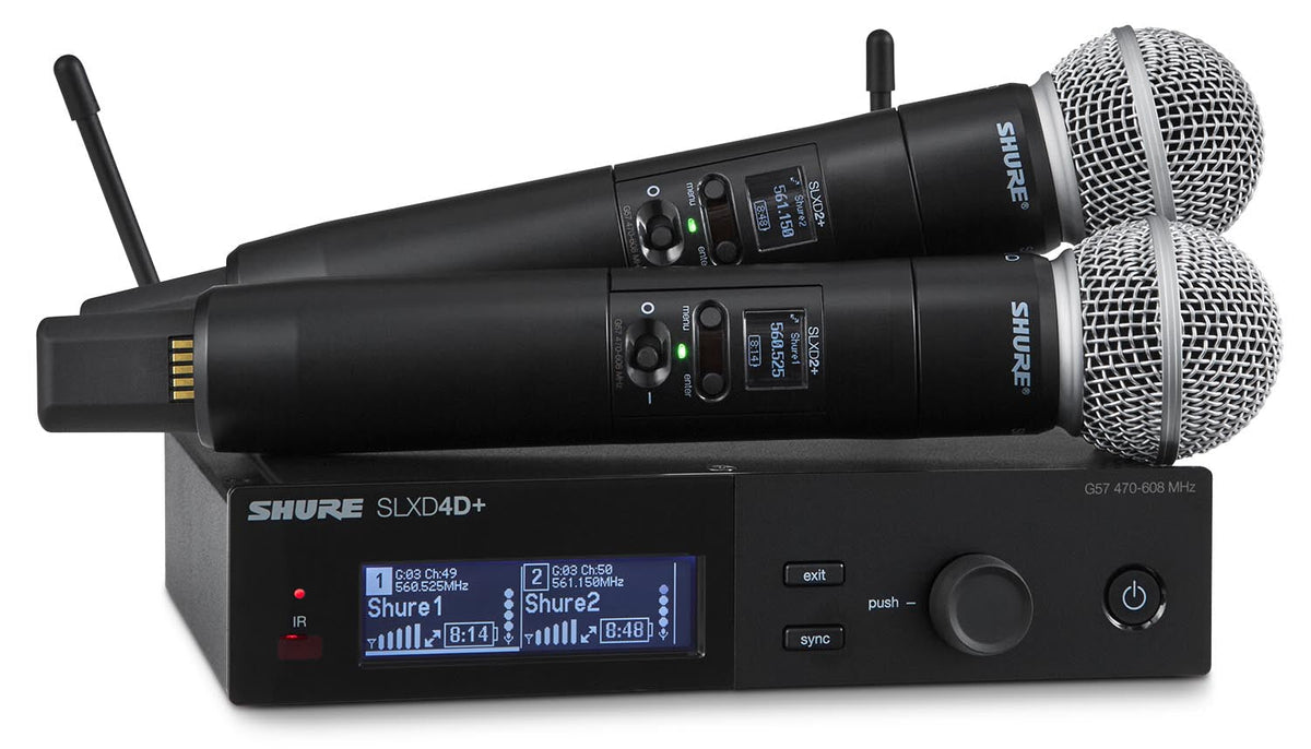 Shure SLXD24D+/58 G57 dual-channel digital wireless handheld system with two SM58 transmitters