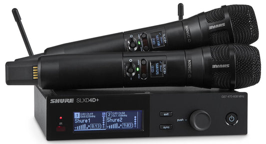 Shure SLXD24D+/N8C G57 dual-channel digital wireless handheld system with two Nexadyne 8/C transmitters