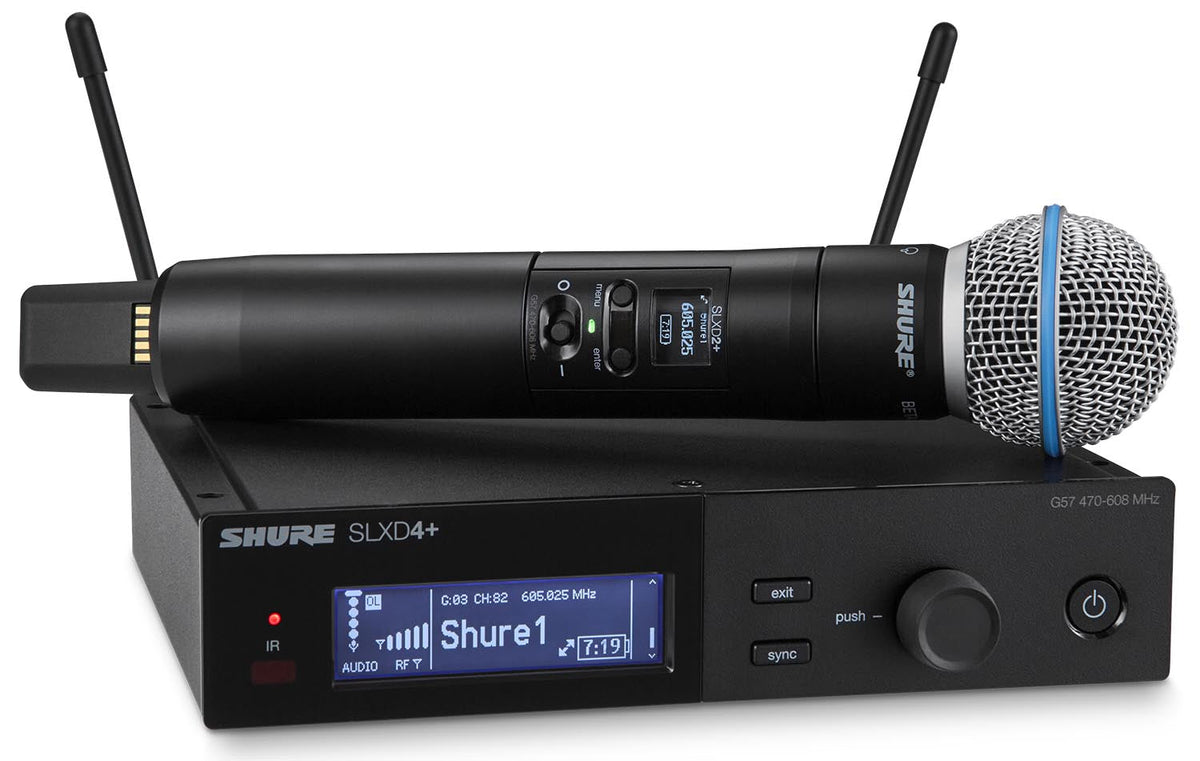Shure SLXD24+/B58 G57 digital wireless handheld system with SLXD4+ receiver and Beta 58A transmitter