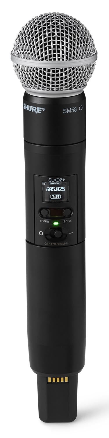 Shure SLXD2+/58 G57 digital wireless handheld transmitter with SM58 cartridge, main product view