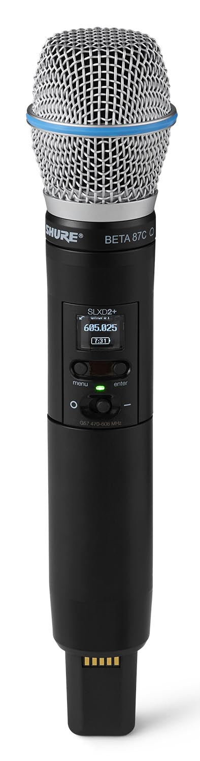 Shure SLXD2+/B87A G57 digital wireless handheld transmitter with Beta 87A cartridge, product view