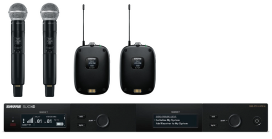 Shure SLXD4D H55 used package with dual receiver, SLXD1 beltpacks and SLXD2 SM58 handheld transmitters