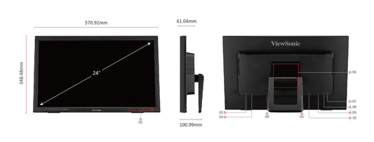ViewSonic TD2423 24 inch IR touch monitor front view
