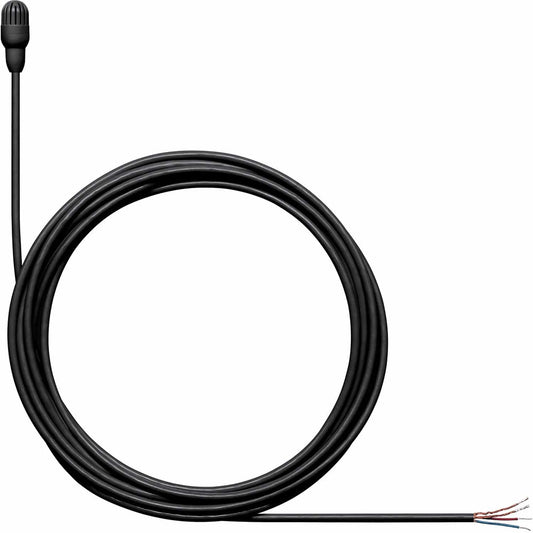 Shure TL47B/O-NC-A black TwinPlex omnidirectional lavalier microphone with bare wire connector, main product view