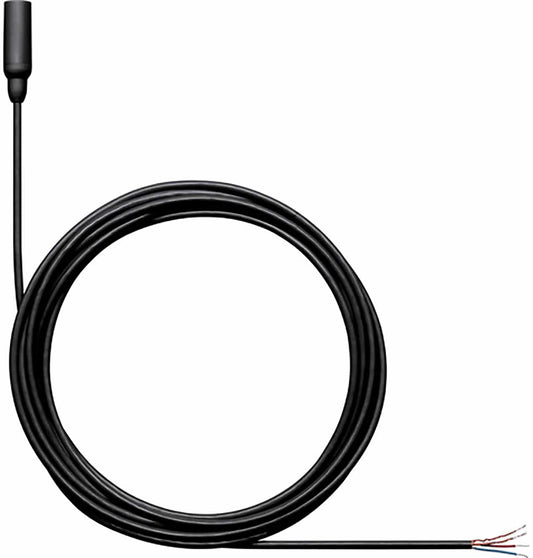 Shure TL48B/O-NC-A black TwinPlex omnidirectional lavalier microphone with bare wire connector, main product view