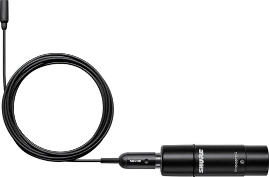Shure TL48B/O-XLR-A black TwinPlex omnidirectional lavalier microphone with XLR and accessories, main product view