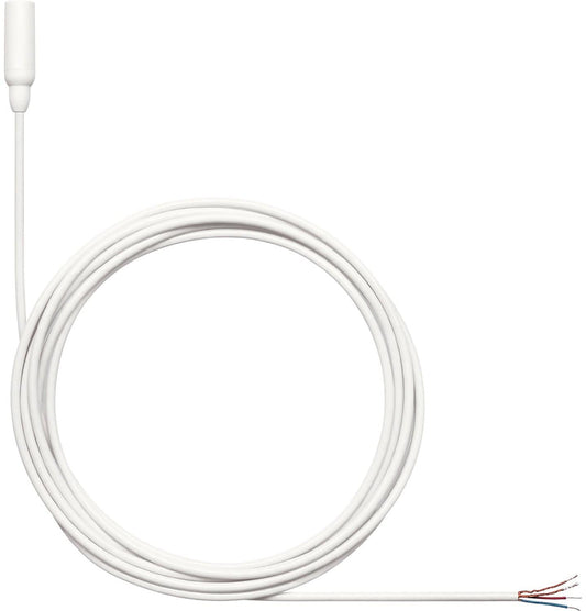 Shure TL48W/O-NC-A white TwinPlex omnidirectional lavalier microphone with bare wire connector, main product view