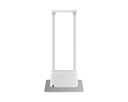 Samsung STN-KM24A adjustable floor stand in professional grey finish for the 24 inch Samsung Kiosk. High-stability retail hardware available for B2B procurement in Dubai and Abu Dhabi via trianzetech.ae.